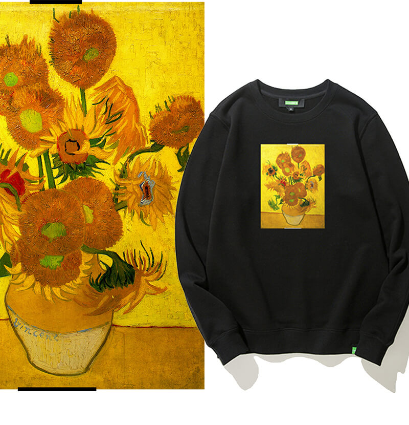 Famous Painting Van Gogh Sunflowers Hooded Coat Hoodie Teens