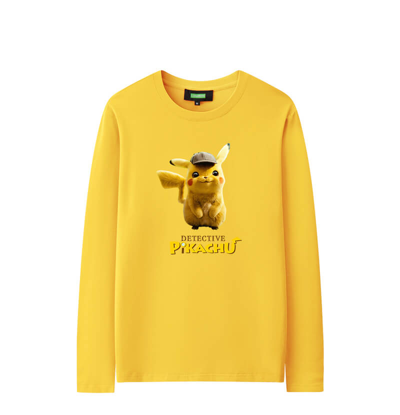 โปเกมอน Pikachu แขนยาวเสื้อออกแบบเสื้อคู่รักส่วนบุคคล