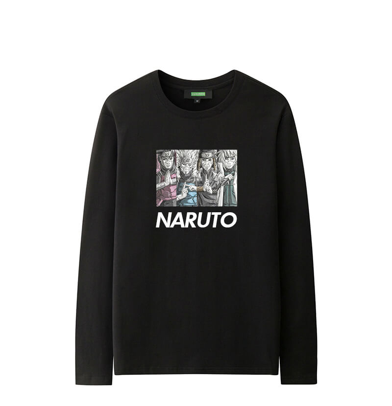 นารูโตะประวัติศาสตร์นารูโตะรูปปั้นเสื้อยืดแขนยาวคู่ Tshirt ออนไลน์