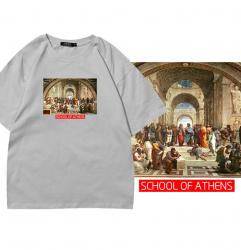 L’école d’Athènes Tee Shirt Célèbre peinture couples chemises dessins