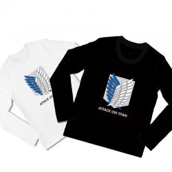 Attack on Titan Long Sleeve Tees Original Design Wings of Liberty Logo White Girls Shirt