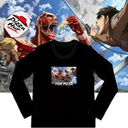 Attaque sur Titan Long Sleeve Tshirt Original Design Funny Pizza Attack Coréen Couple Shirts En ligne