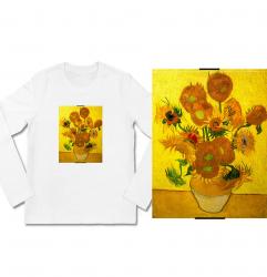 Famous Painting Van Gogh Sunflowers Long Sleeve Tees Boys Designer Shirt
