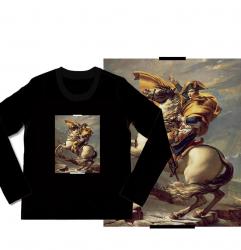 Napoleon Crossing the Alps T-Shirt Long Sleeve Famous Painting Girls T Shirt