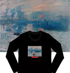 Famous Painting Impression Sunrise Long Sleeve Shirts Korean Couple Shirts