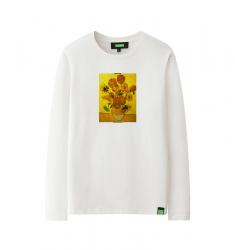 Van Gogh Sunflowers T-Shirt Long Sleeve Famous Painting Couple T