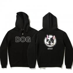 เสื้อแจ็คเก็ต Bulldog พิมพ์สองด้านน่ารักเด็กชายซิปขึ้นขนแกะ