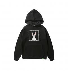 Disney Bugs Bunny Hooded Jacket Boys Black Pullover Hoodie