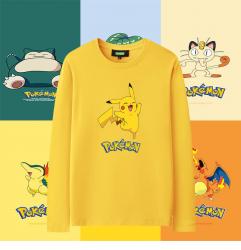 โปเกมอน Pikachu แขนยาวเสื้อยืดสาวเสื้อยืดสีขาว