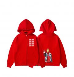 Boys Red Zip Up Hoodie Marvel Iron Man Jacket