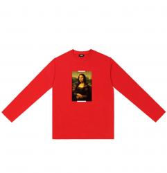 Famous Painting Leonardo Da Vinci Mona Lisa Long Sleeve Tshirt Red Couple Shirt