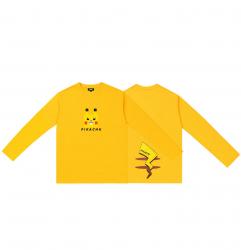 Impression à double face Pokemon Pikachu Long Sleeve Tees Girls Yellow T Shirt