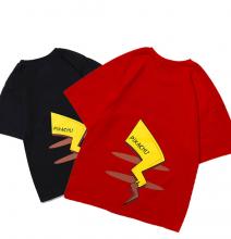 โปเกมอน Pikachu Tees สาวเสื้อยืดผ้าฝ้าย