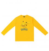 เสื้อแขนยาวแขนยาวโปเกมอน Pikachu สาวเสื้อยืดสีแดง